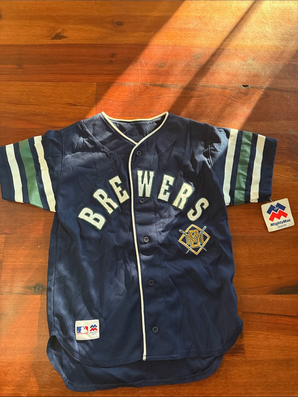 Youth Milwaukee Brewers Navy Blue Baseball Jersey Size Small